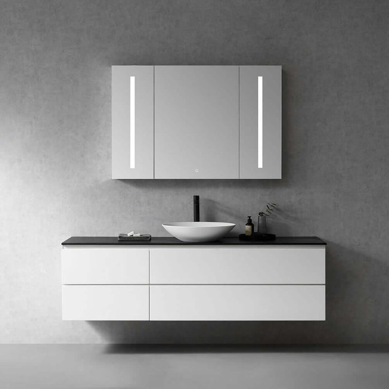 Altair Catola 3-Door Frameless Mirrored LED Surface-Mount or Recessed Medicine Cabinet