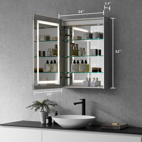 Altair Bojano 24" Frameless Mirrored LED Surface-Mount or Recessed Medicine Cabinet