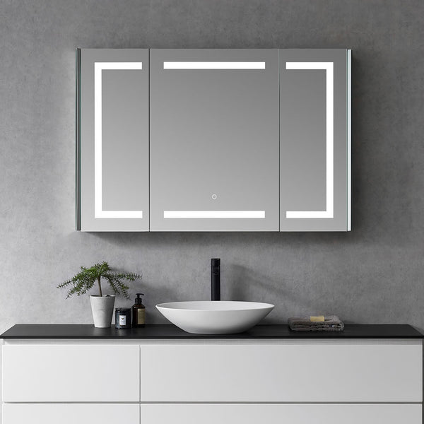 Altair Bojano 3-Door 48" Frameless Mirrored LED Surface-Mount or Recessed Medicine Cabinet