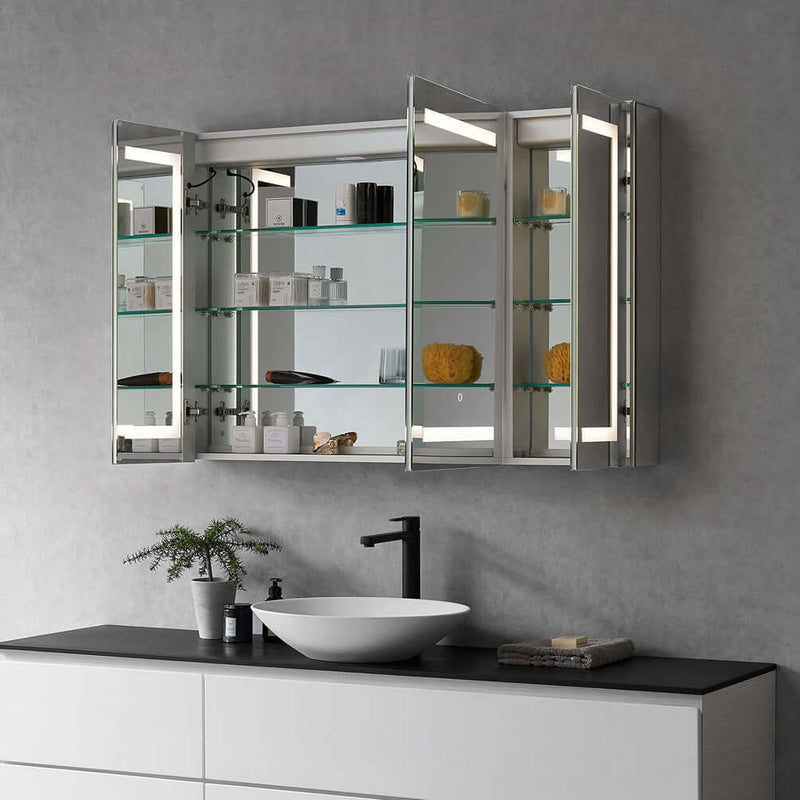 Altair Bojano 3-Door 48" Frameless Mirrored LED Surface-Mount or Recessed Medicine Cabinet