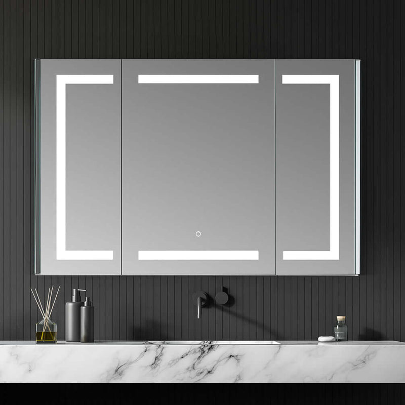 Altair Bojano 3-Door 48" Frameless Mirrored LED Surface-Mount or Recessed Medicine Cabinet