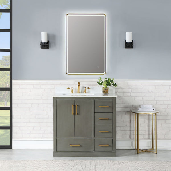 Altair Viaggi 24" Wide Anti-Fog Dimmable Bathroom LED Vanity Mirror, Matte Black or Brushed Gold