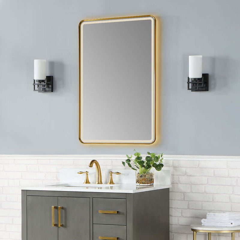 Altair Viaggi 24" Wide Anti-Fog Dimmable Bathroom LED Vanity Mirror, Matte Black or Brushed Gold