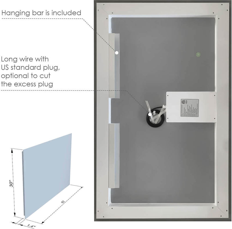 Rear View and Dimensions:  Altair Genova 48" x 30"