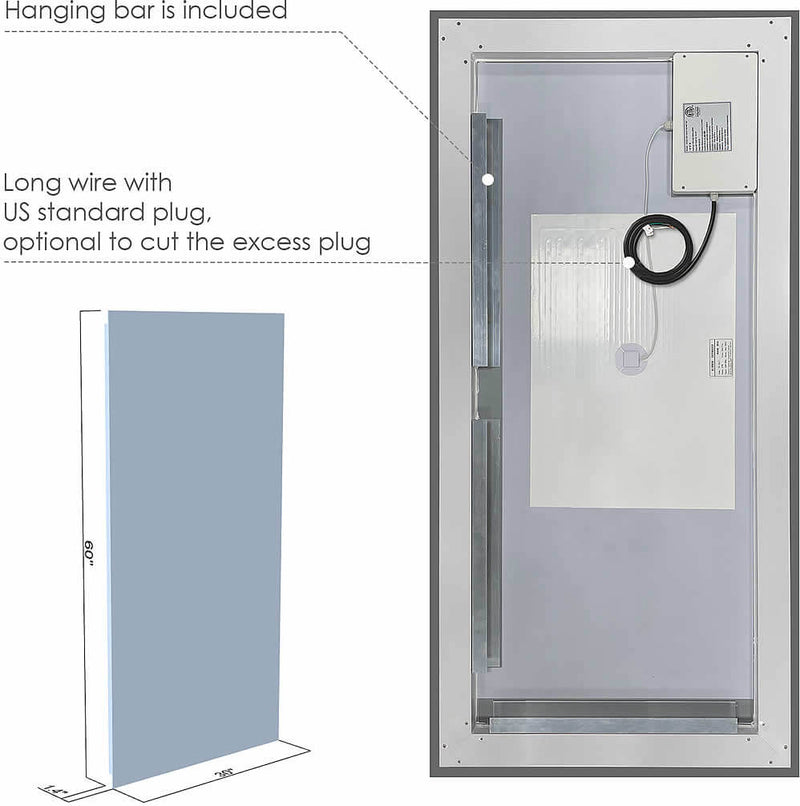 Rear View and Dimensions:  Altair Genova 60" x 30"