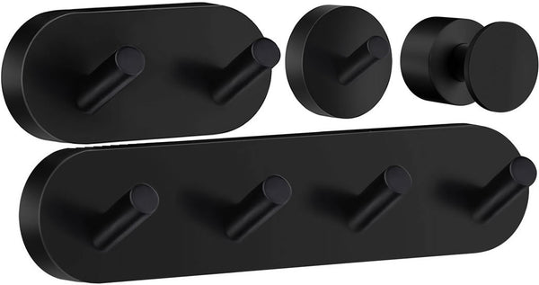 Smedbo Home Collection Matte Black Hooks, Double, Single, Multi-Purpose, and Quadruple