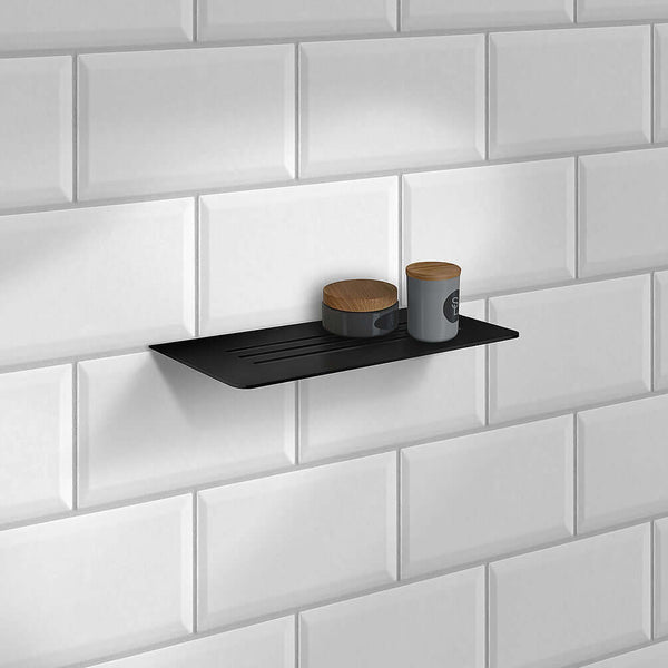 SMEDBO Sideline Collection Grout Line Slotted Shower Shelf, Polished Stainless Steel or Matte Blac