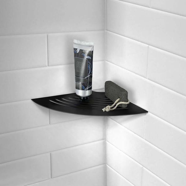 SMEDBO Sideline Collection Grout Line Slotted Corner Shelf, Polished Stainless Steel or Matte Black