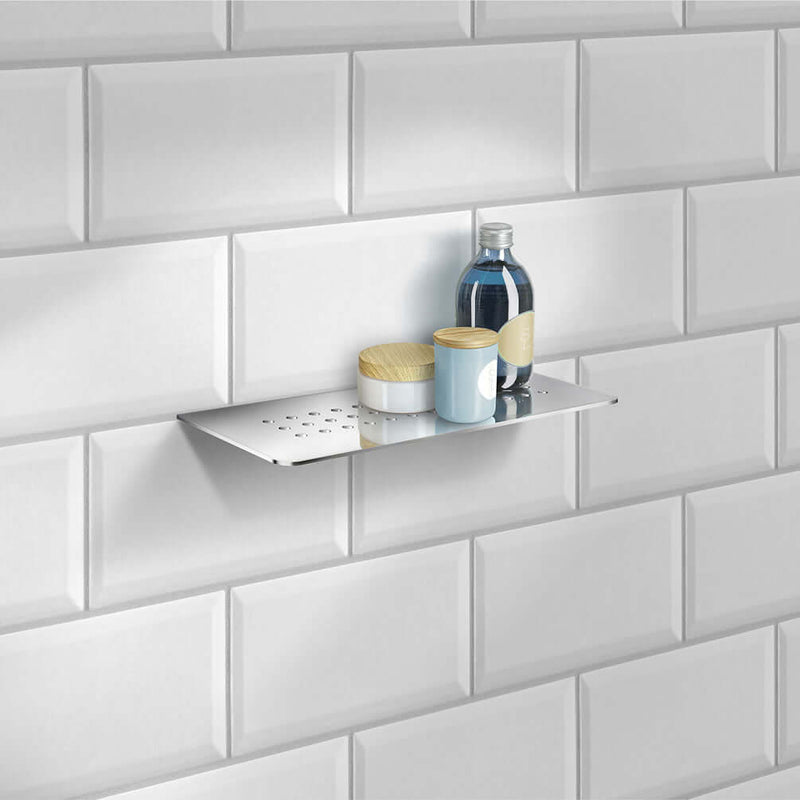 SMEDBO Sideline Collection Grout Line Straight Shower Shelf, Polished Stainless Steel or Matte Black