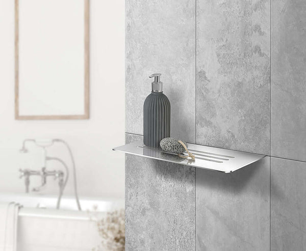 SMEDBO Sideline Collection Grout Line Slotted Shower Shelf, Polished Stainless Steel or Matte Blac