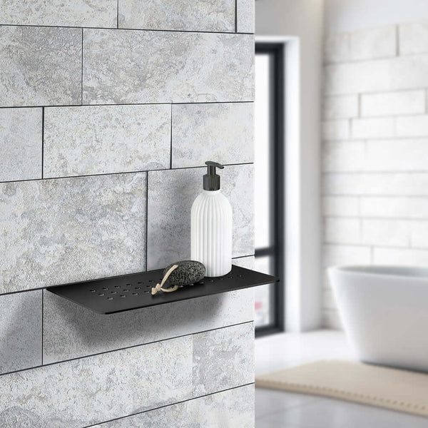 SMEDBO Sideline Collection Grout Line Straight Shower Shelf, Polished Stainless Steel or Matte Black