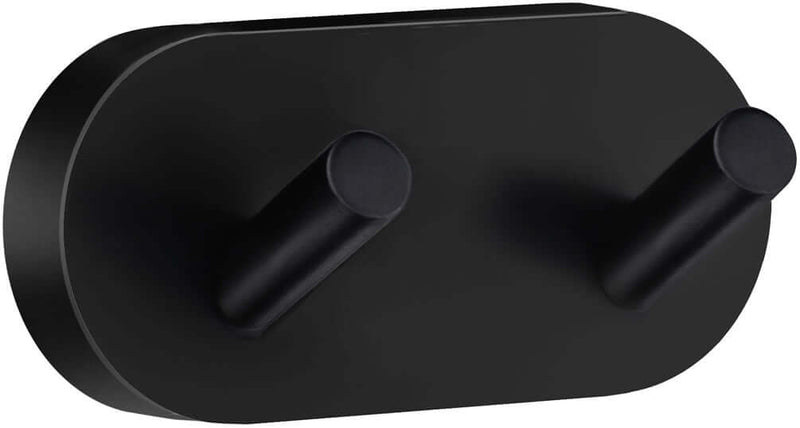 Smedbo Home Collection Solid Brass Double Towel Hook, Matte Black