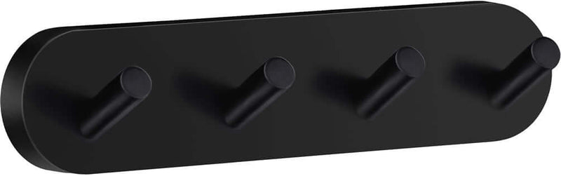 Smedbo Home Collection Solid Brass Quadruple Towel Hook, Matte Black