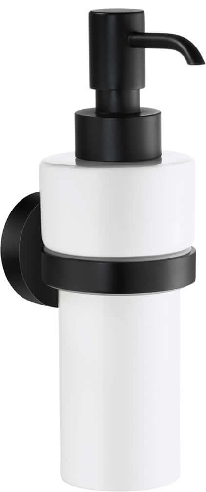 Smedbo Home Collection Solid Brass and Porcelain Soap or Lotion Dispenser, Matte Black