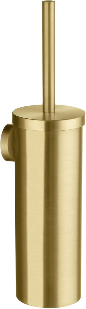 Smedbo Home Collection Solid Brass Toilet Brush Set, Wall-Mount or Floor Standingr, Brushed Brass