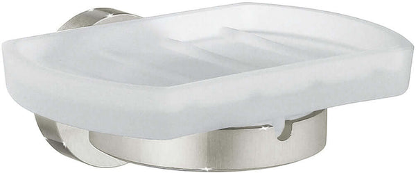 Wall-Mount Brushed Nickel with Frosted Glass Removable Soap Dish.  The Smedbo Home Collection.