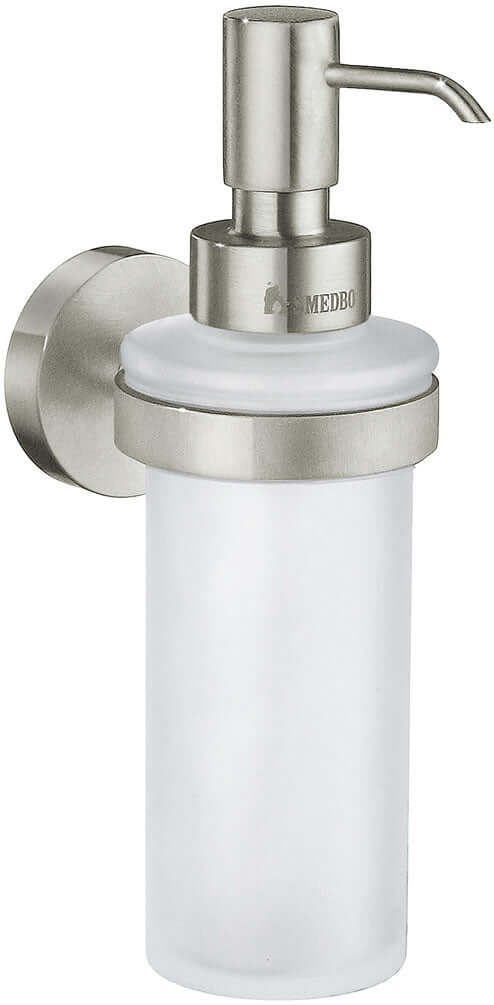 Wall-Mounted Soap/Lotion Dispenser, Brushed Nickel with Glass Receptacle