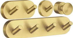 Smedbo Home Collection Solid Brass Hooks: Double, Single, All-Purpose, and Quadruple, Brushed Brass