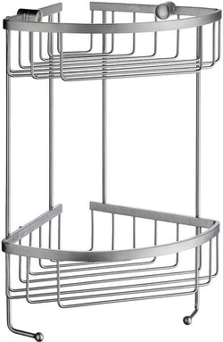 Solid Brass Brushed Chrome Smedo Double Corner Shower Basket