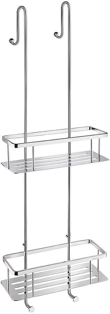 Smedbo Hanging Shower Basket designed for over-glass use, in Polished Chrome.