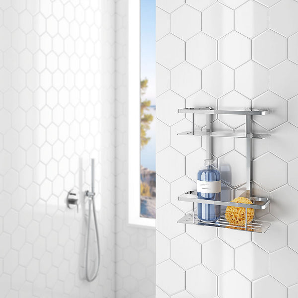 Solid Brass permanent shower cady finished in Polished Chrome