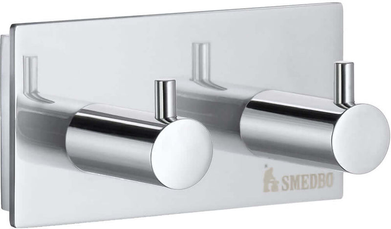 Solid Brass Double Towel Hook finished in Polished Chrome.  Also, see the matching single and triple hooks.