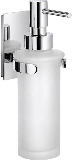 Solid Brass, Chrome finished, with Frosted Glass Reservior, Liquid Soap or Lotion Pump - wall mounted.