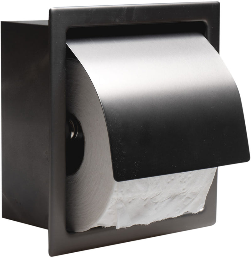 Recessed, covered, Toilet Paper Holder, Brushed Black