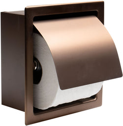 Recessed, covered, Toilet Paper Holder, Brushed Copper