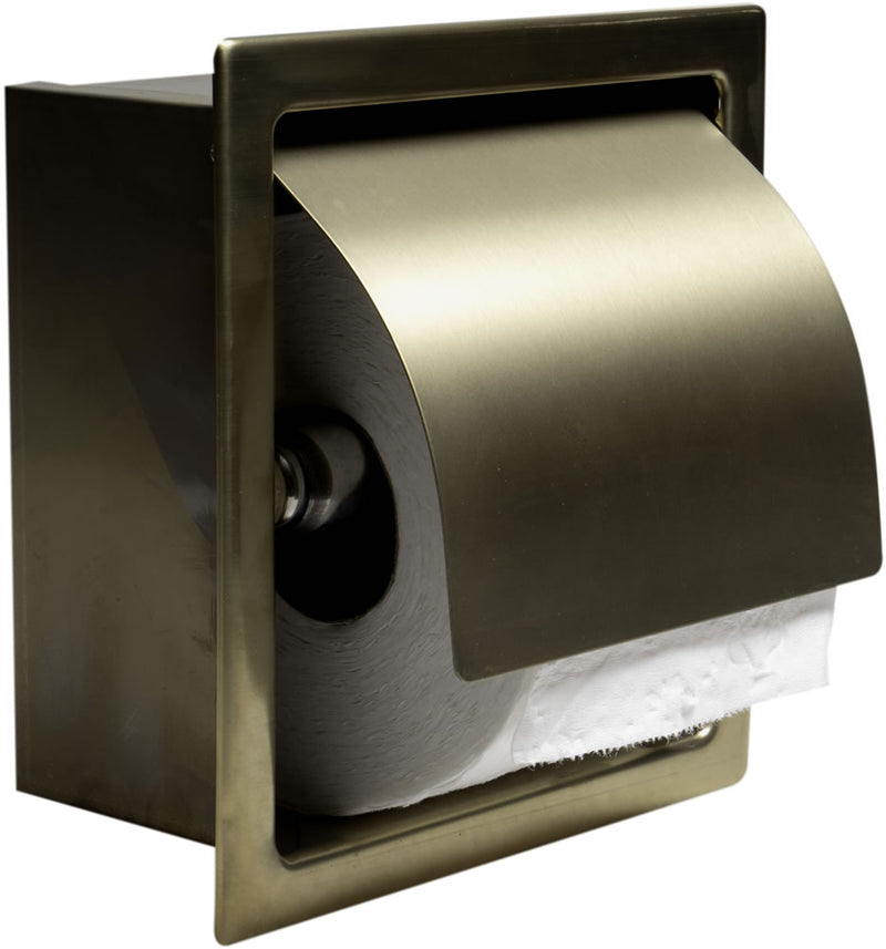 Recessed, covered, Toilet Paper Holder, Brushed Gold