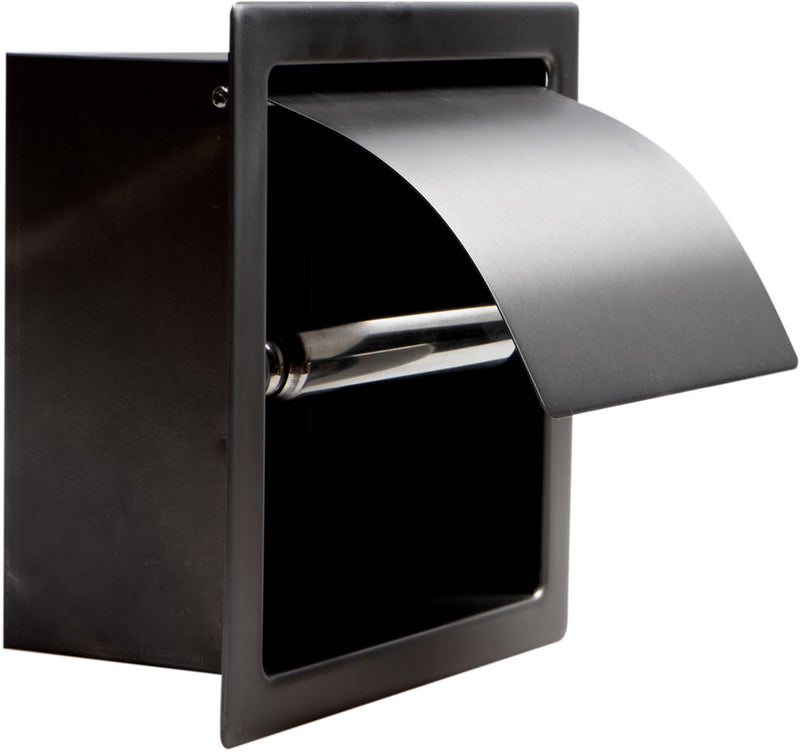 Recessed, covered, Toilet Paper Holder, Brushed Black