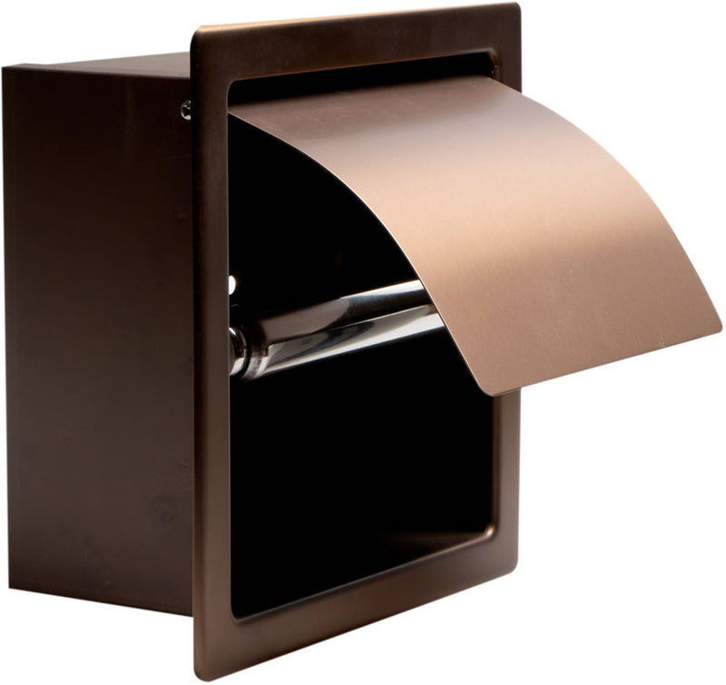 Recessed, covered, Toilet Paper Holder, Brushed Copper