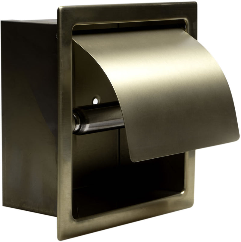 Recessed, covered, Toilet Paper Holder, Brushed Gold