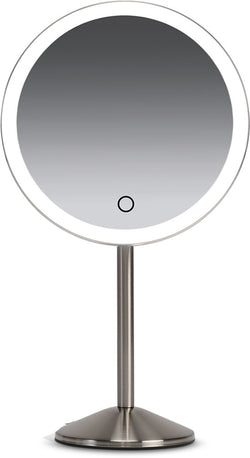 Cordless rechargeable LED fFree-standing makeup mirror in 5x or 1x (no) Magnification.