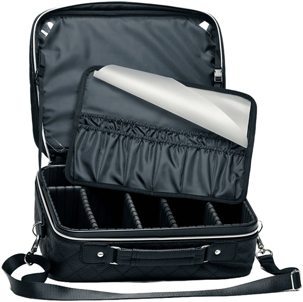 Deluxe Makeup Case Interior view - Nylon liner with adjusable foam inserts.