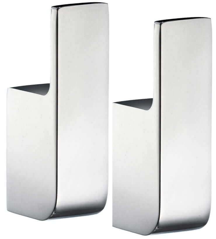 Sold as a pair, the Dry Collection by Smedbo single towel hook mounts with hidden mounting hardware.