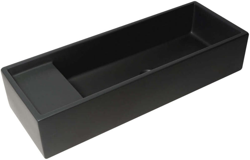 Above-Mount or Under-Mount Fireclay Bathroom Trough Sink - Matte Black or Matte Grey by Alfi brand