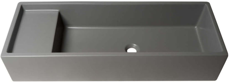 Above-Mount or Under-Mount Fireclay Bathroom Trough Sink - Matte Black or Matte Grey by Alfi brand