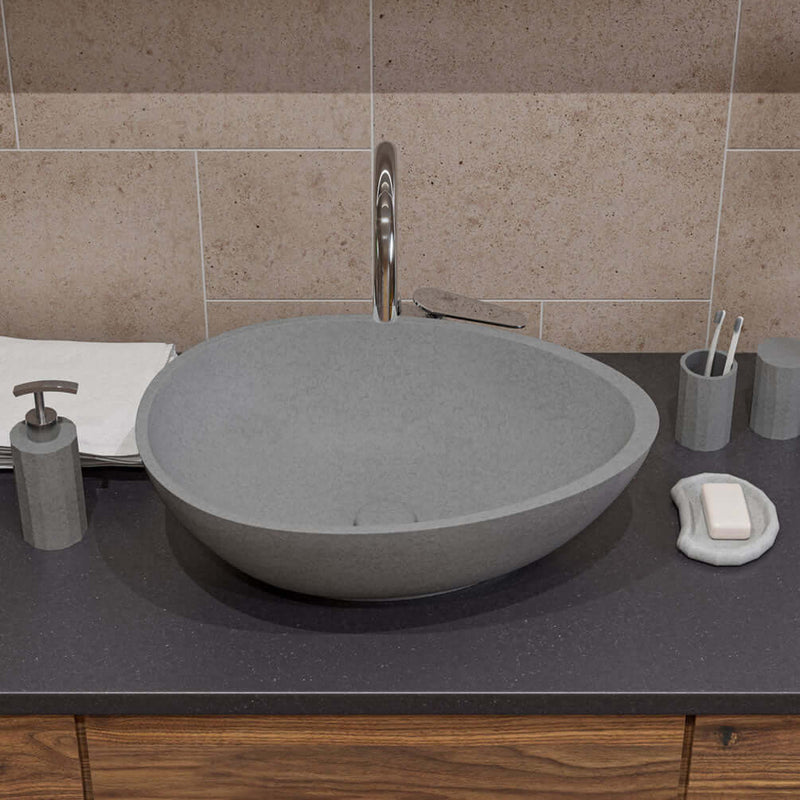 Above-Mount Tear-Drop Solid Concrete 21" Vessel Sink by Alfi brand