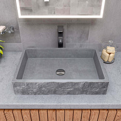 Above-Mount Chiseled 24" Solid Concrete Above-Mount Vessel Sink by Alfi brand