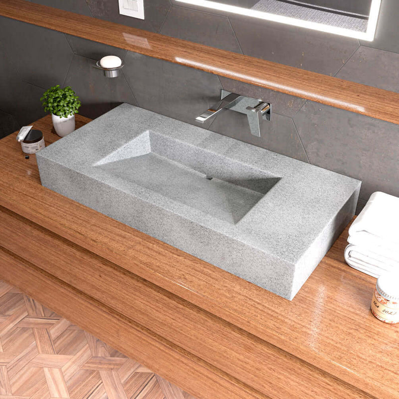 40"  Rectangular Solid Concrete Sink with Unique drain (included).