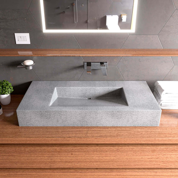 40"  Rectangular Solid Concrete Sink with Unique drain (included)