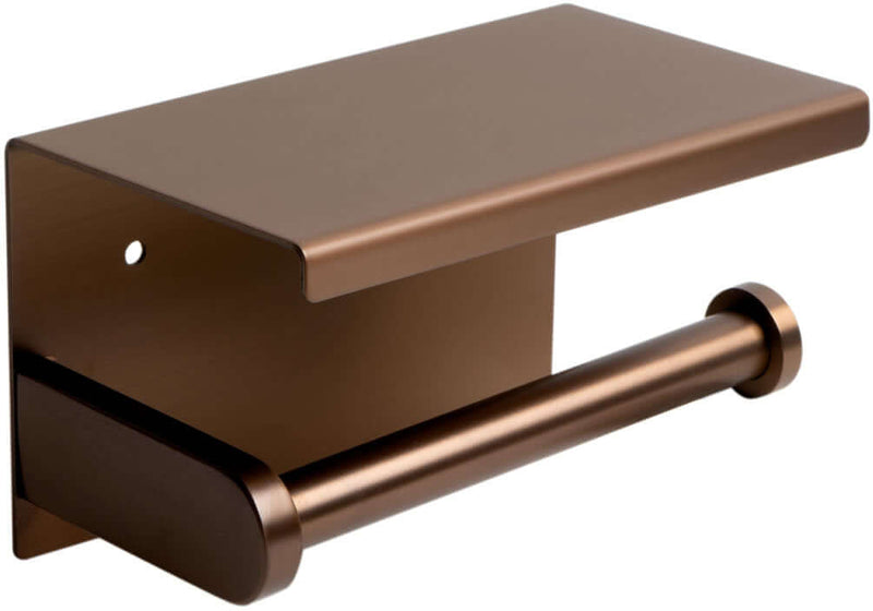 Stainless Steel Toilet Paper Holder with Shelf, Brushed Copper or Brushed Gold by Alfi brand