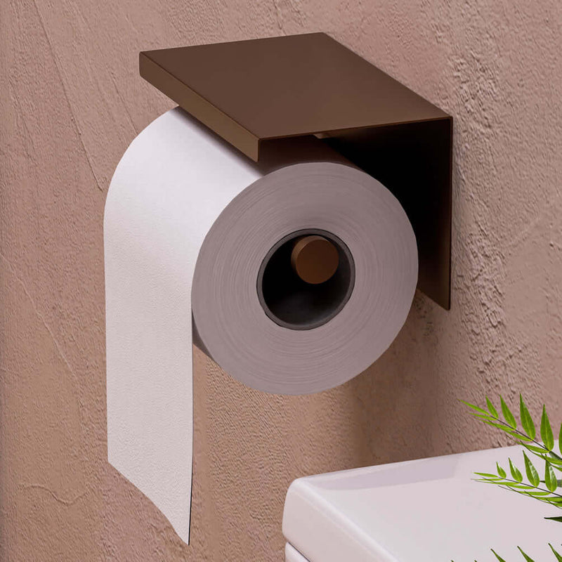 Stainless Steel Toilet Paper Holder with Shelf, Brushed Copper or Brushed Gold by Alfi brand