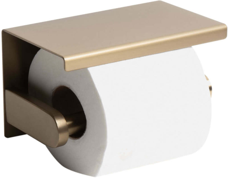 Stainless Steel Toilet Paper Holder with Shelf, Brushed Copper or Brushed Gold by Alfi brand