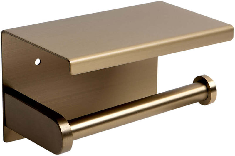 Stainless Steel Toilet Paper Holder with Shelf, Brushed Copper or Brushed Gold by Alfi brand