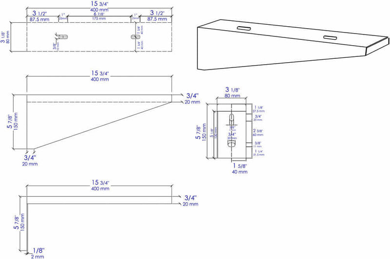 Brackets for 40" and 48" Alfi brand Rectangular Sinks