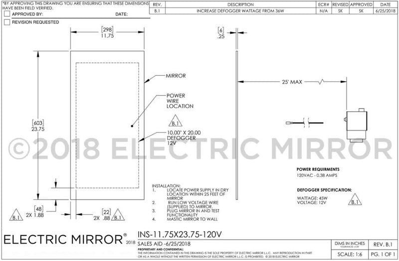 Electric Mirror Aqua 12" x 24"