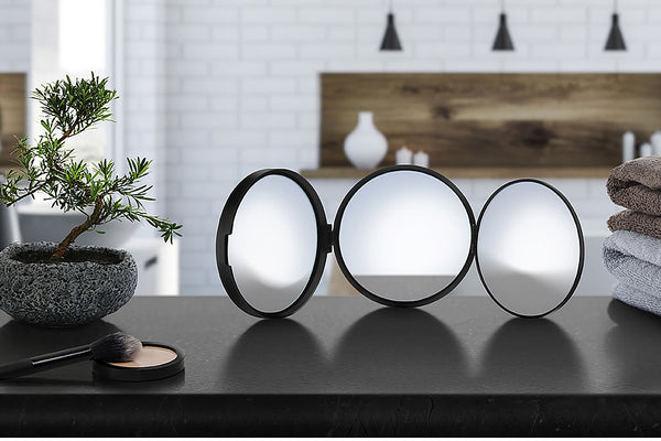 Smedbo 7x Triple Travel Mirror 1x/5x/12x Mirror Matte White or Matte Black