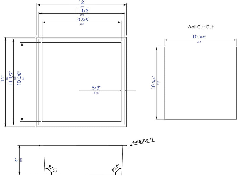 Alfi brand Stainless Shower Niche 12" x 12"